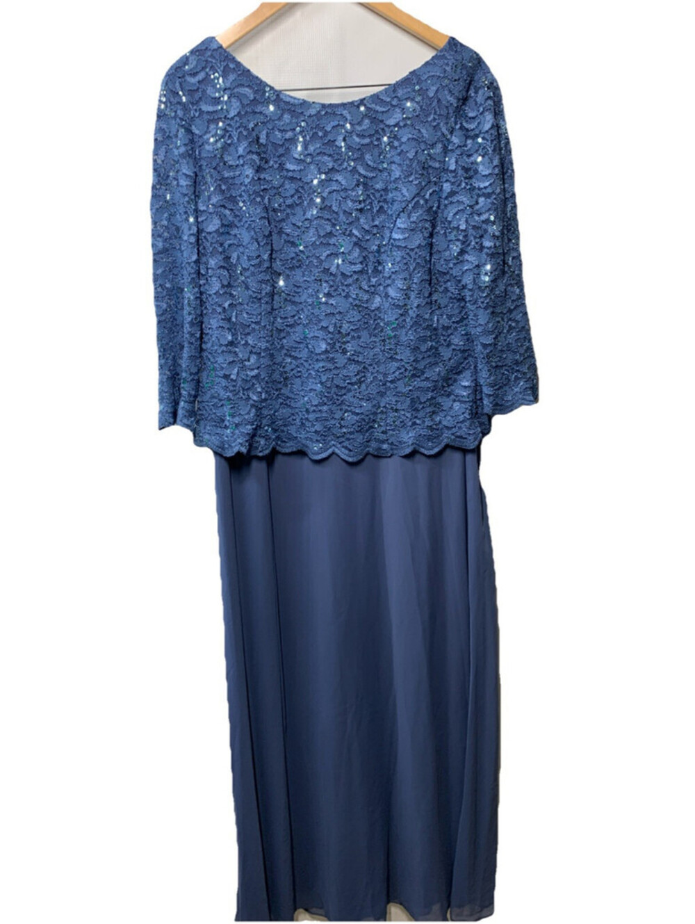 Alex Evenings Women's 3/4 Sleeve Stretch Lace Bodice Mock One Piece Gown Size 18